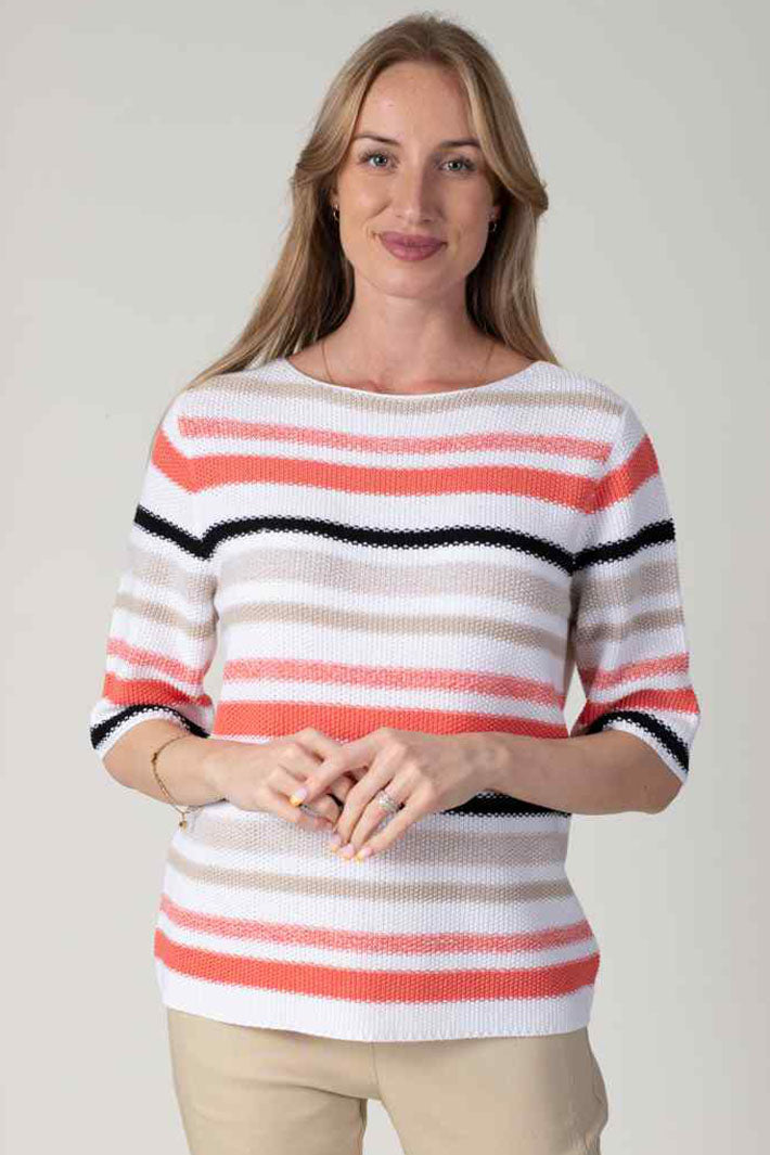 Jessica Graaf 27341-044 Orange Stripe Short Sleeve Jumper - Shirley Allum Boutique