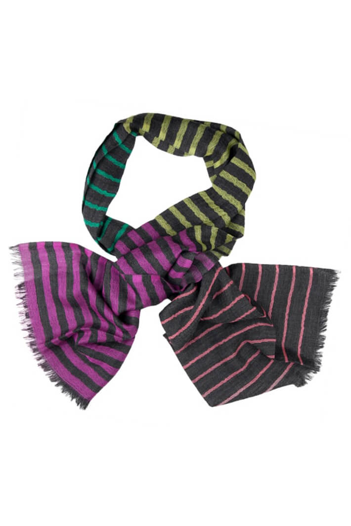 Kapre KAP202-66 Purple Stripe Design Marino Wool Scarf - Shirley Allum Boutique