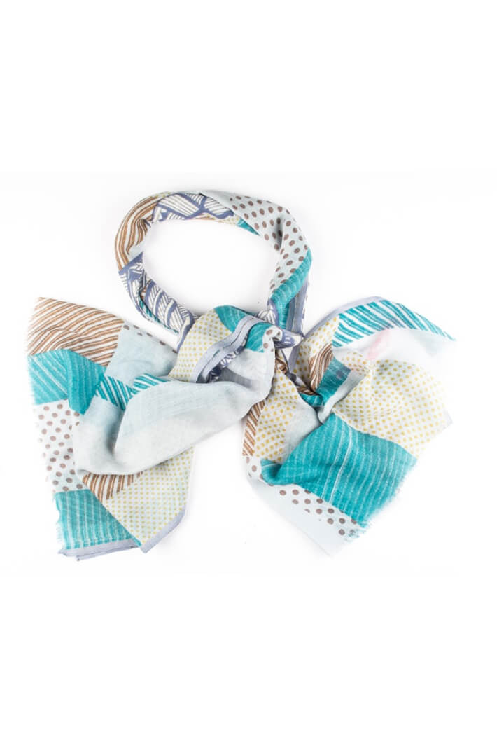 Kapre KAP298-02 Teal Multi Print Merino Wool Scarf - Shirley Allum Boutique