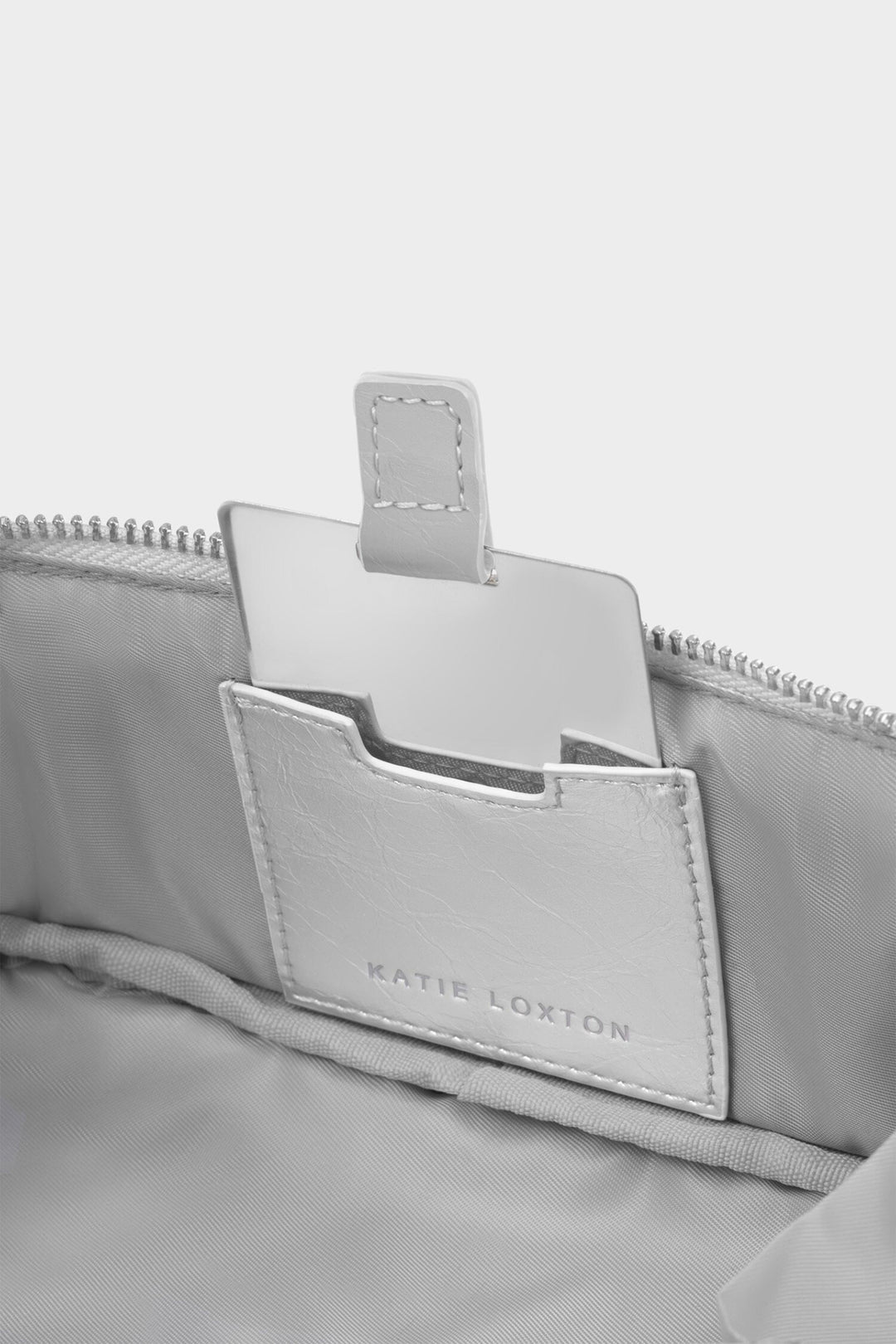 Katie Loxton KLB4308 Silver Patent Crackle Fold Out Mirror Make-Up Bag