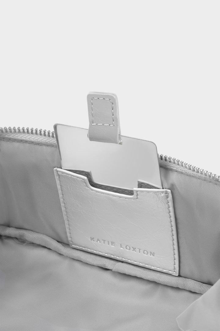 Katie Loxton KLB4308 Silver Patent Crackle Fold Out Mirror Make-Up Bag
