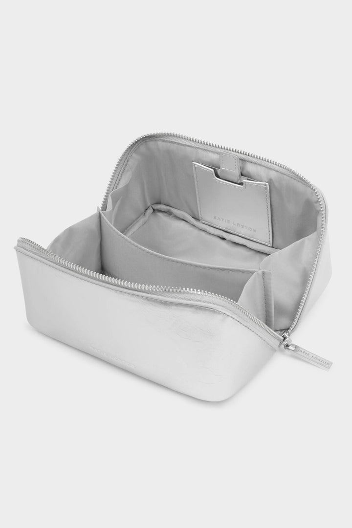 Katie Loxton KLB4308 Silver Patent Crackle Fold Out Mirror Make-Up Bag
