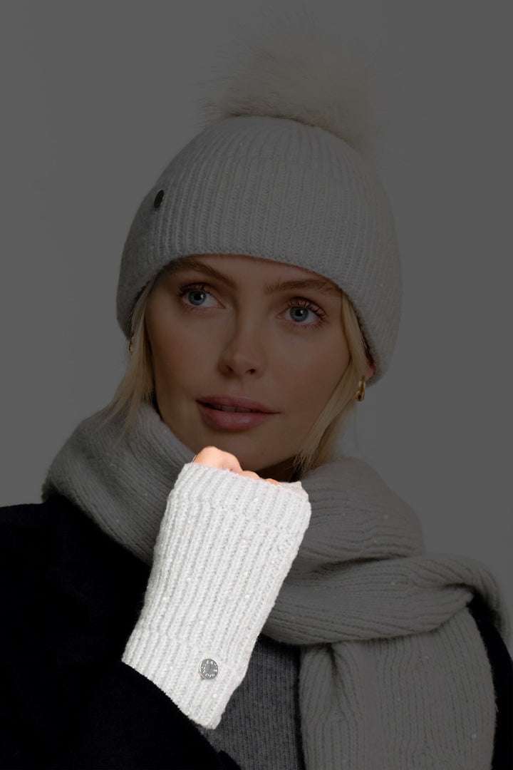 Katie Loxton KLS707 Pale Grey Sequin Hand Warmer Gloves