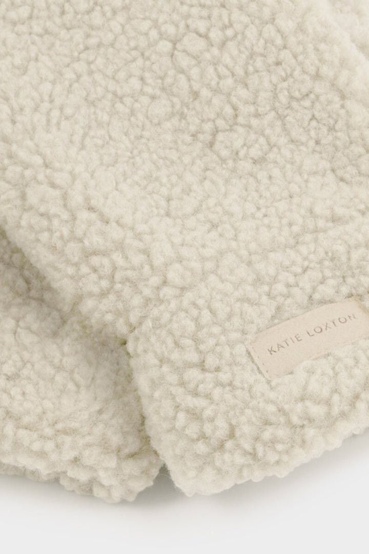 Katie Loxton KLS711 Cream Teddy Mittens With Cord