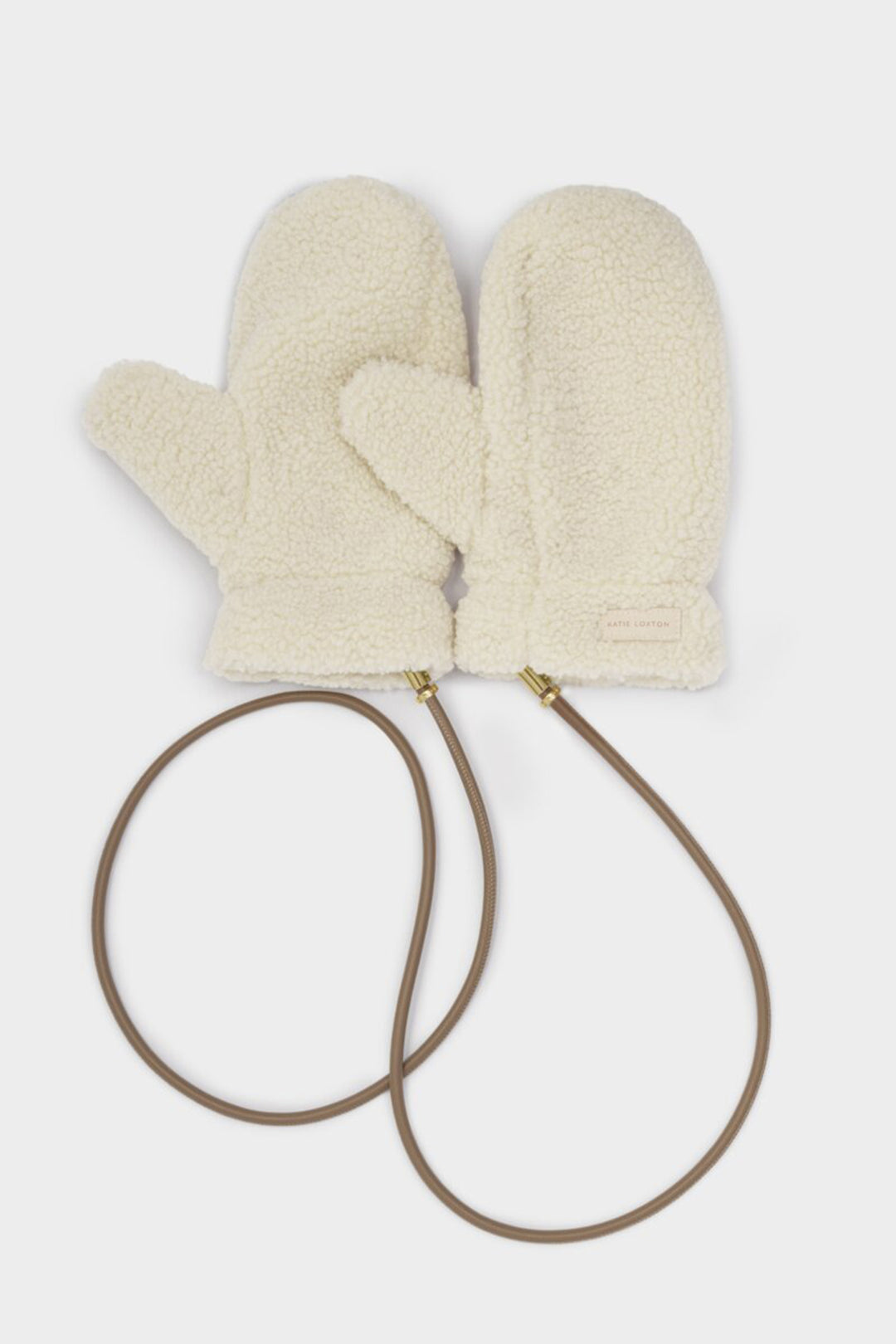 Katie Loxton KLS711 Cream Teddy Mittens With Cord