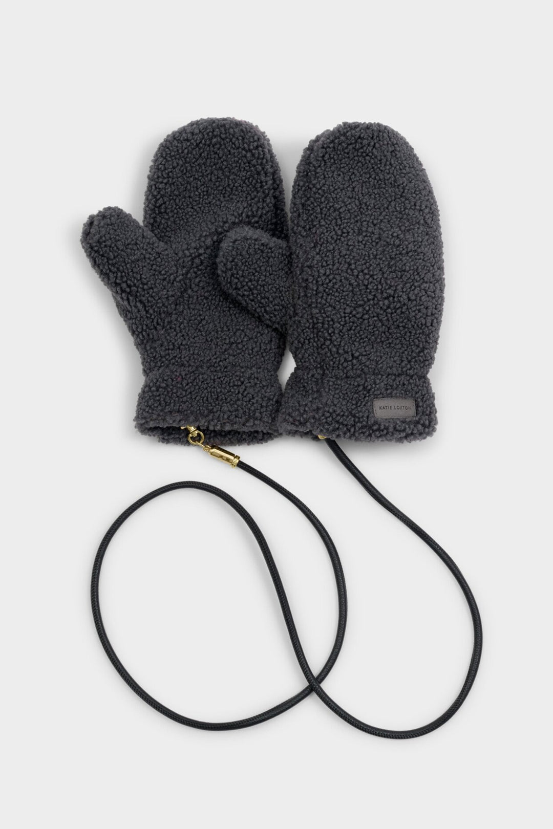 Katie Loxton KLS713 Charcoal Teddy Mittens With Cord