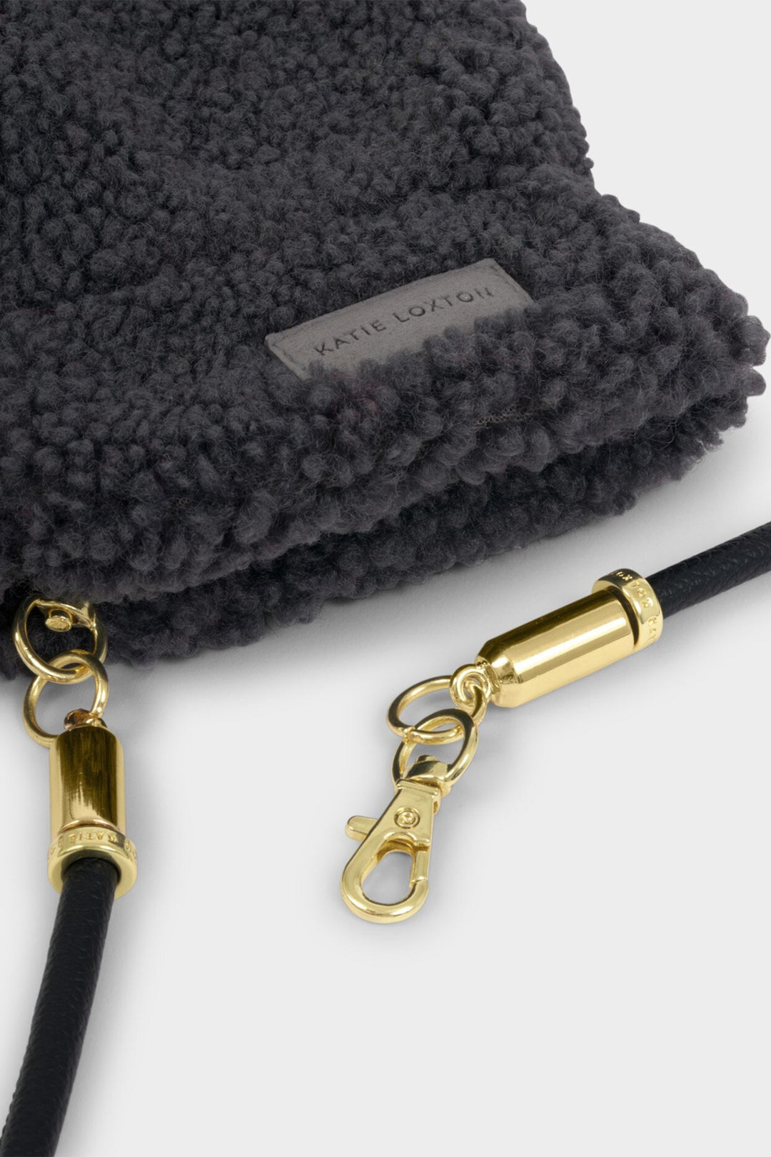 Katie Loxton KLS713 Charcoal Teddy Mittens With Cord
