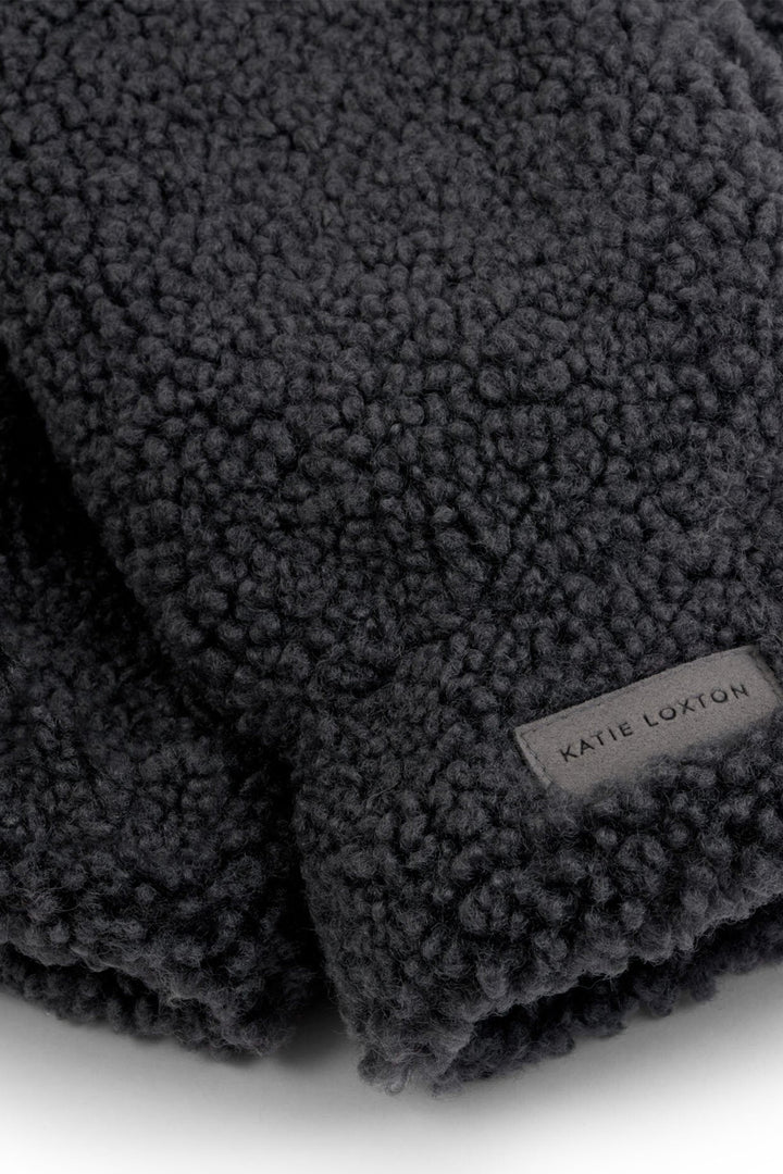 Katie Loxton KLS713 Charcoal Teddy Mittens With Cord