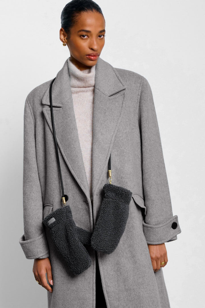 Katie Loxton KLS713 Charcoal Teddy Mittens With Cord