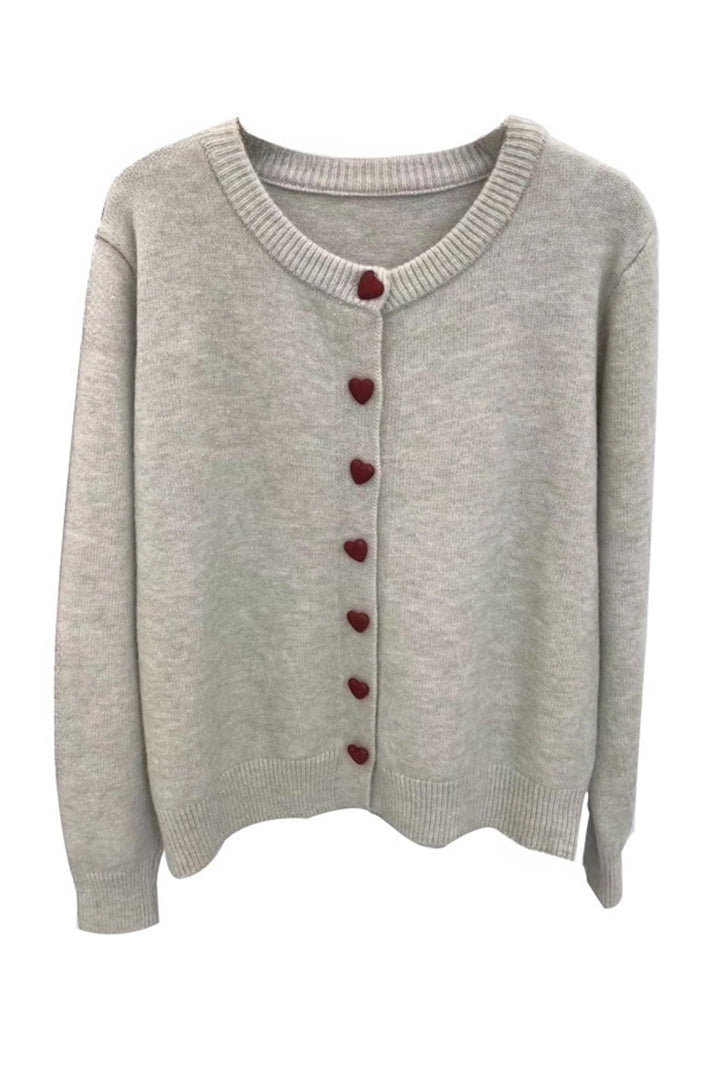 Last True Angel LGN139S Stone Red Heart Button Cardigan