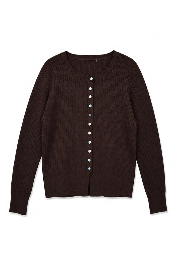 Last True Angel LGN164B Brown Multi Button Cardigan