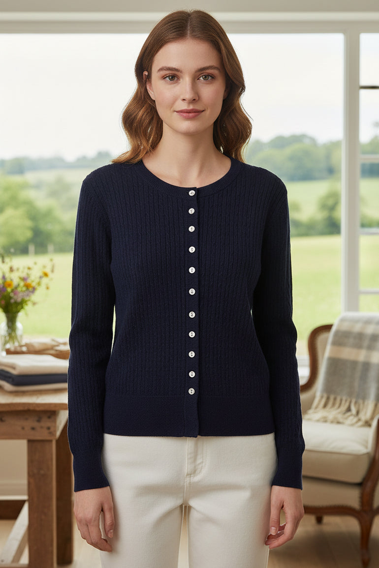Last True Angel LGN164N Navy Multi Button Cardigan