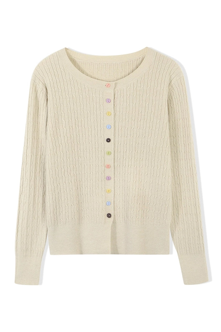 Last True Angel LGN164O Oatmeal Cream Multi Button Cardigan