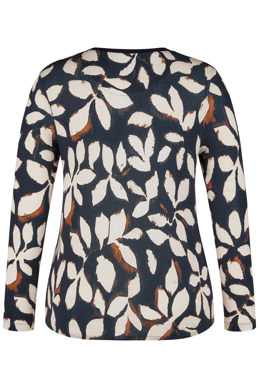 Le Comte Jumper Dark Navy Blue Leaf Pattern Fine Knit 53-621330 3394 - Shirley Allum Boutique