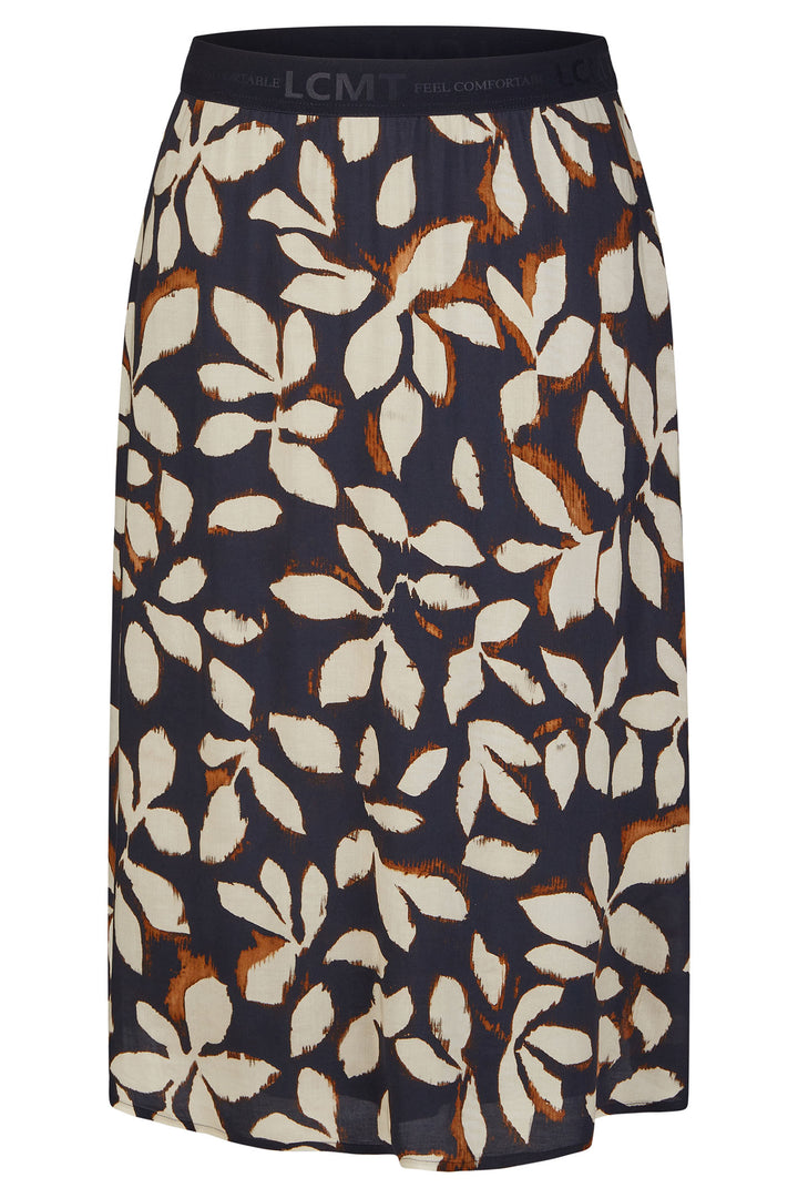 Le Comte Skirt Dark Navy Blue Leaf Pattern 53-621140 3394 - Shirley Allum Boutique