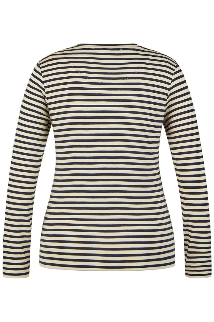 Le Comte Top Ivory Stripe Long Sleeve 53-621304 3608 - Shirley Allum Boutique