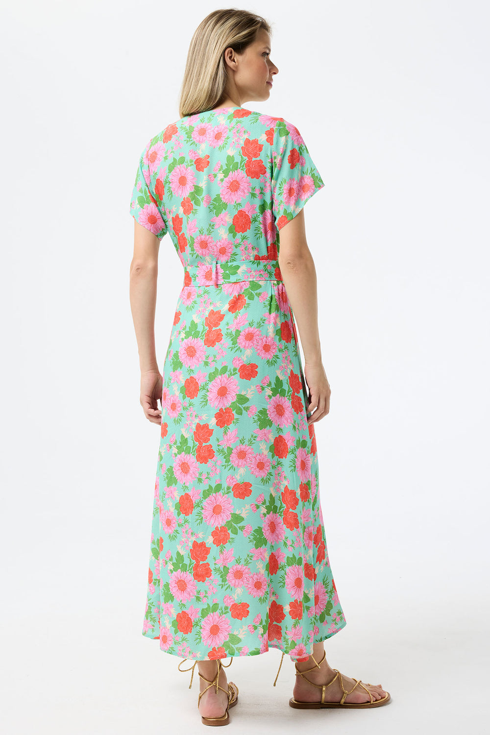 Leo & Ugo Shirt Dress Mint Green Floral Print With Belt TESR319 - Shirley Allum Boutique
