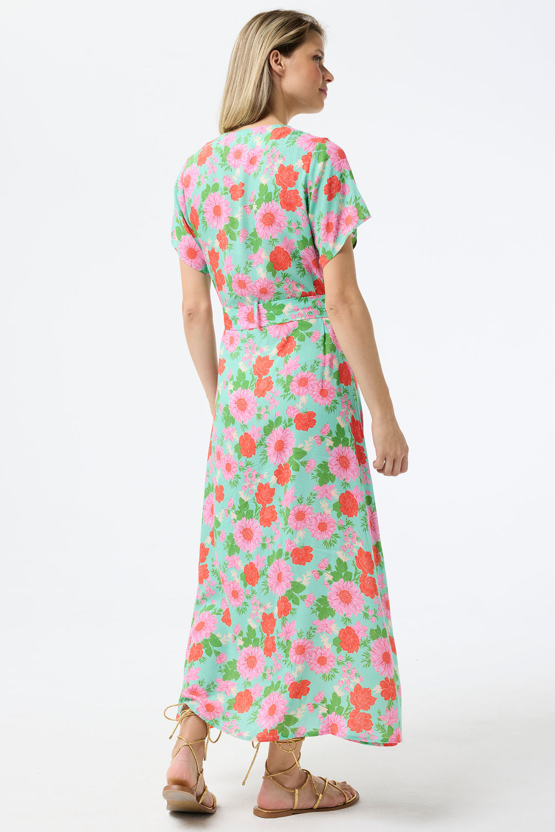 Leo & Ugo Shirt Dress Mint Green Floral Print With Belt TESR319 - Shirley Allum Boutique
