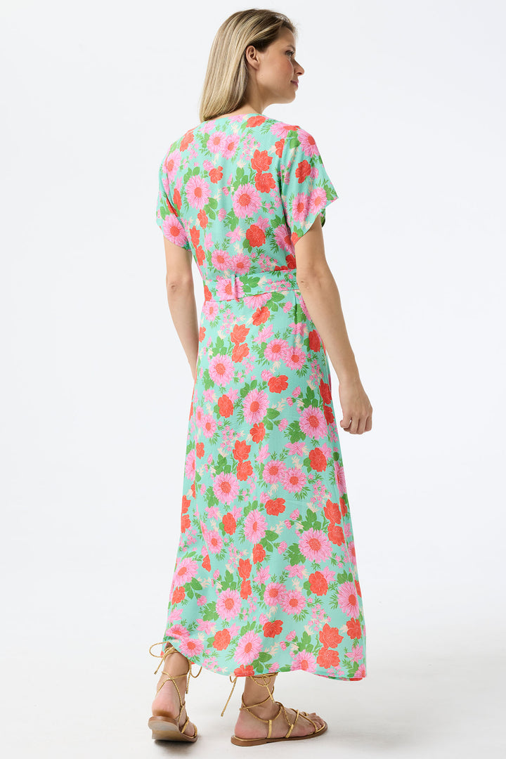 Leo & Ugo Shirt Dress Mint Green Floral Print With Belt TESR319 - Shirley Allum Boutique