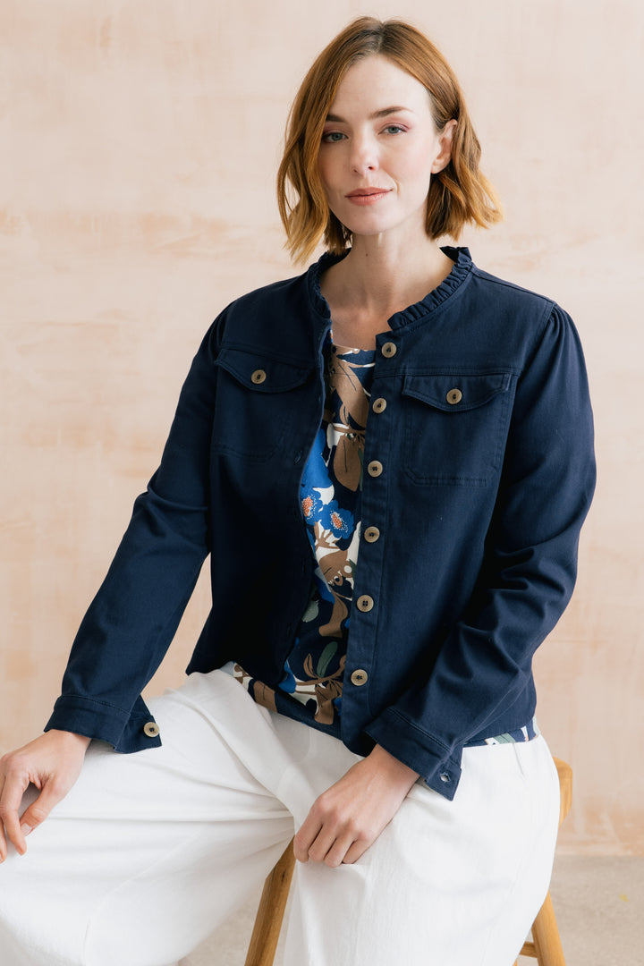 Lily &amp; Me LM26092 Seren Navy Jacket Plain Twill