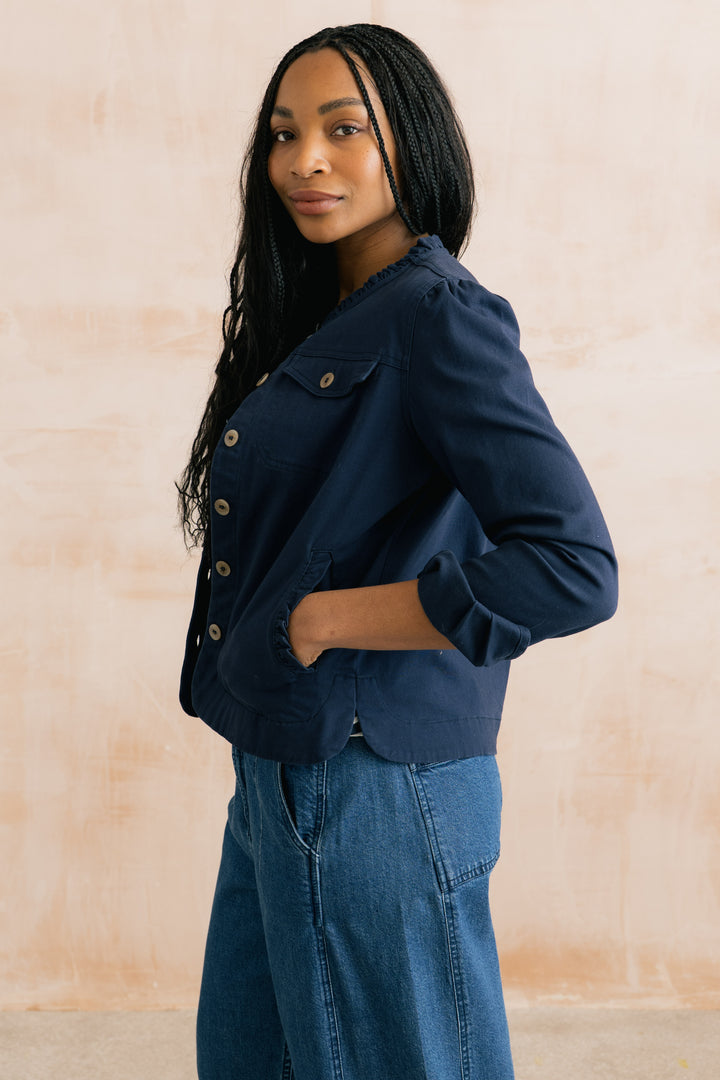 Lily &amp; Me LM26092 Seren Navy Jacket Plain Twill