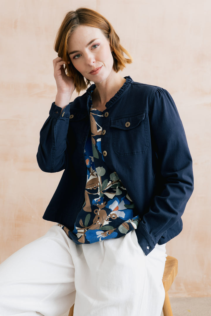 Lily &amp; Me LM26092 Seren Navy Jacket Plain Twill