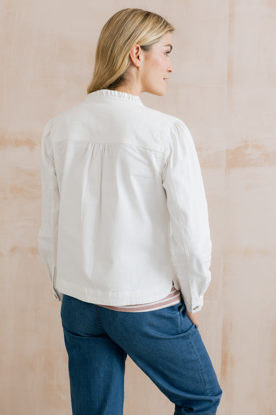 Lily &amp; Me LM26092 Seren White Jacket Plain Twill