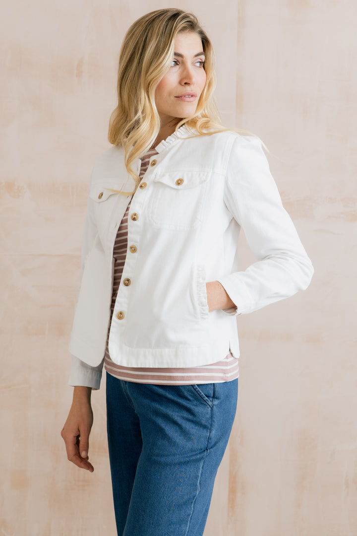 Lily &amp; Me LM26092 Seren White Jacket Plain Twill