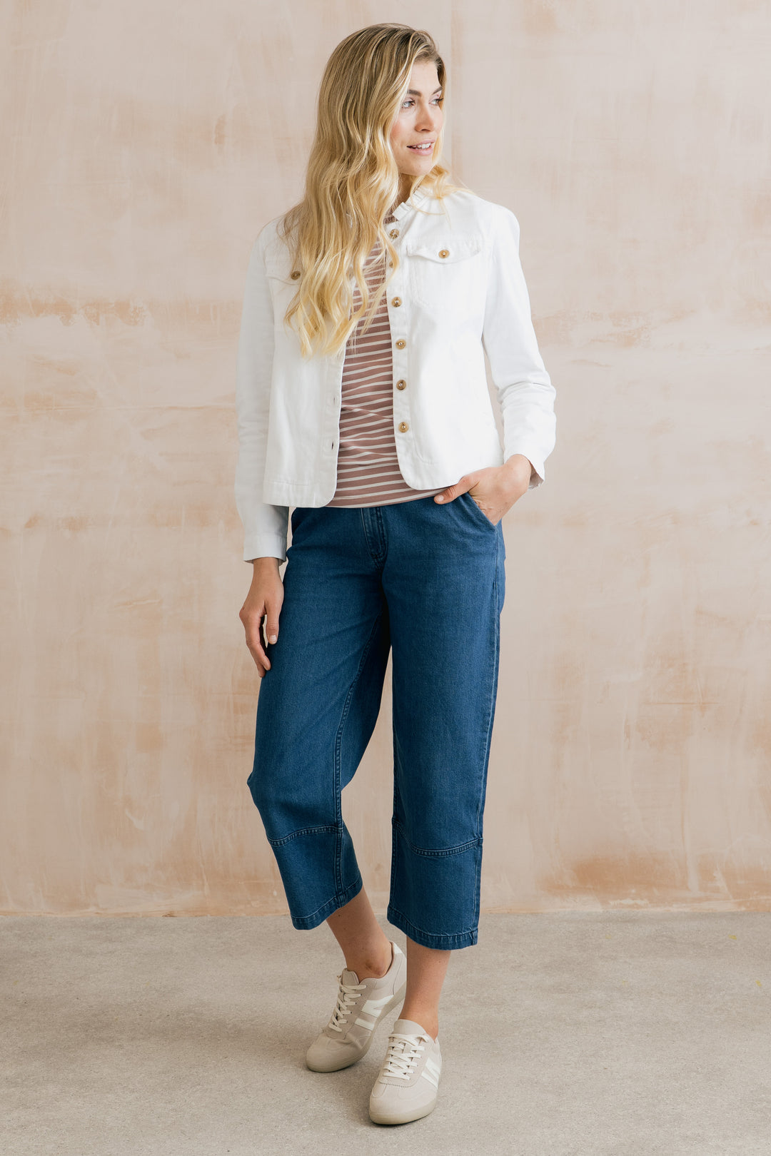Lily &amp; Me LM26092 Seren White Jacket Plain Twill