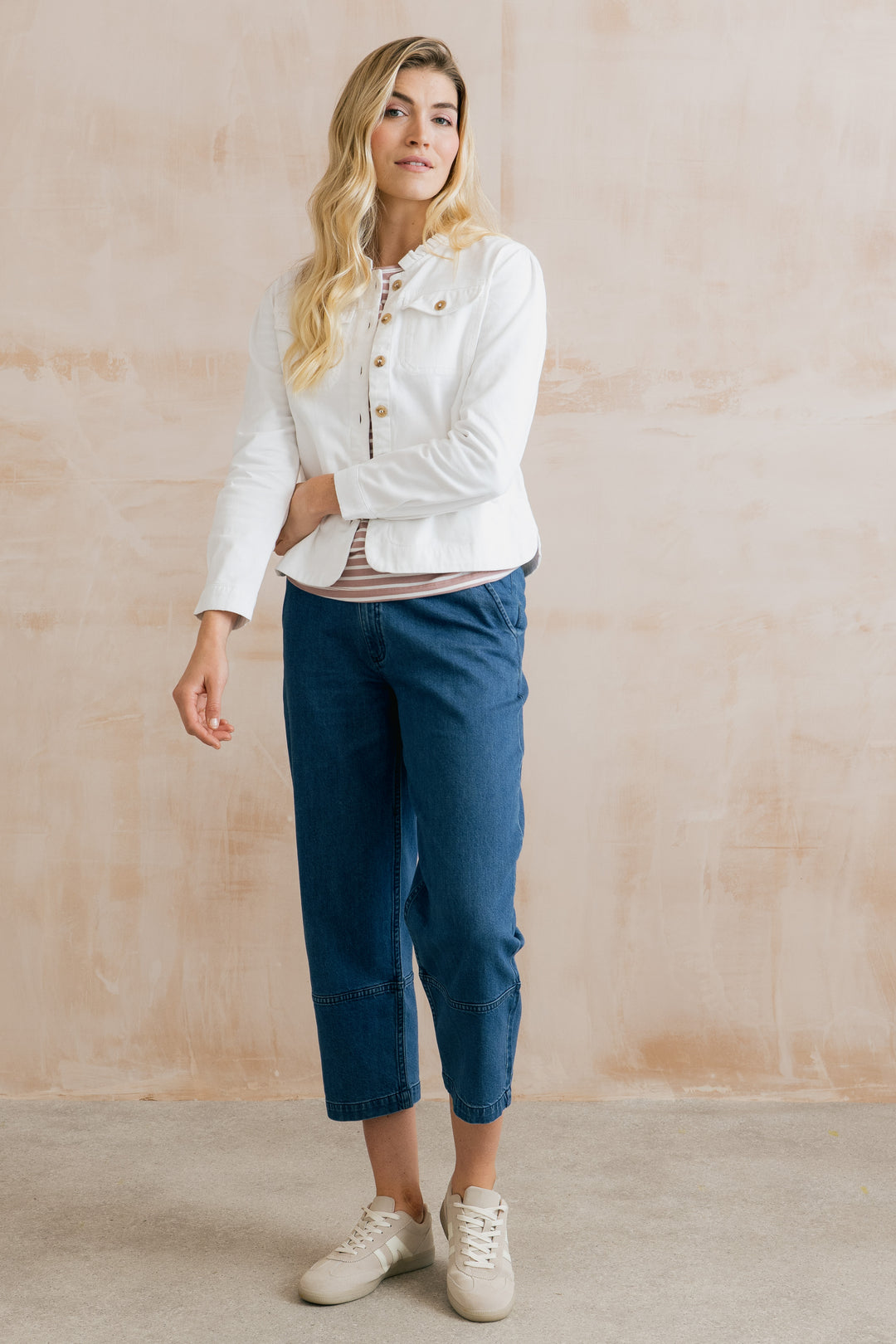 Lily &amp; Me LM26092 Seren White Jacket Plain Twill