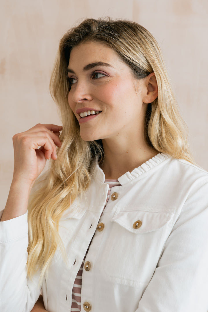 Lily &amp; Me LM26092 Seren White Jacket Plain Twill