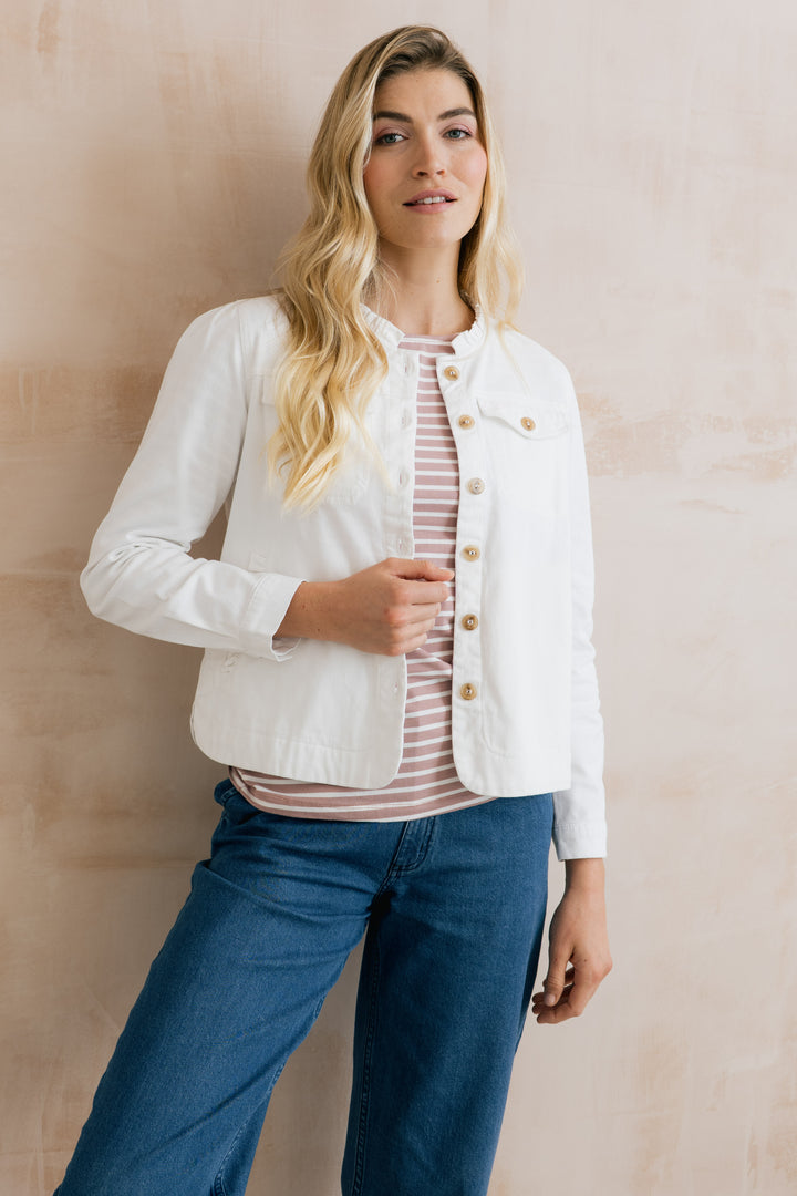 Lily &amp; Me LM26092 Seren White Jacket Plain Twill