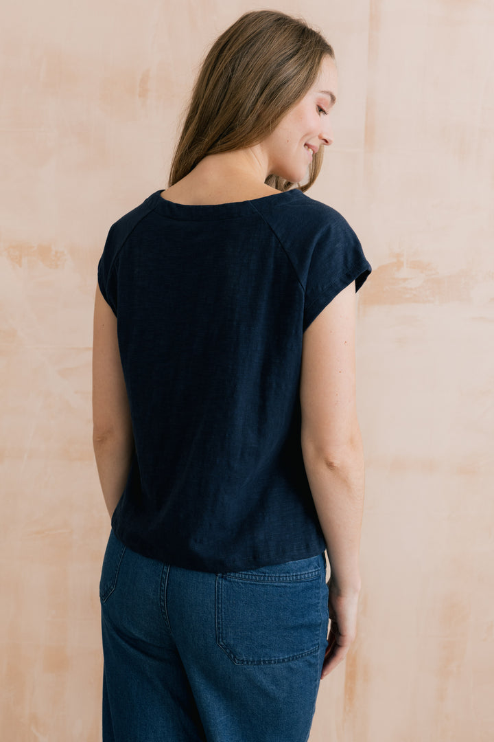 Lily &amp; Me LM26102 Tidal Navy T-Shirt Plain Organic Cotton Slub