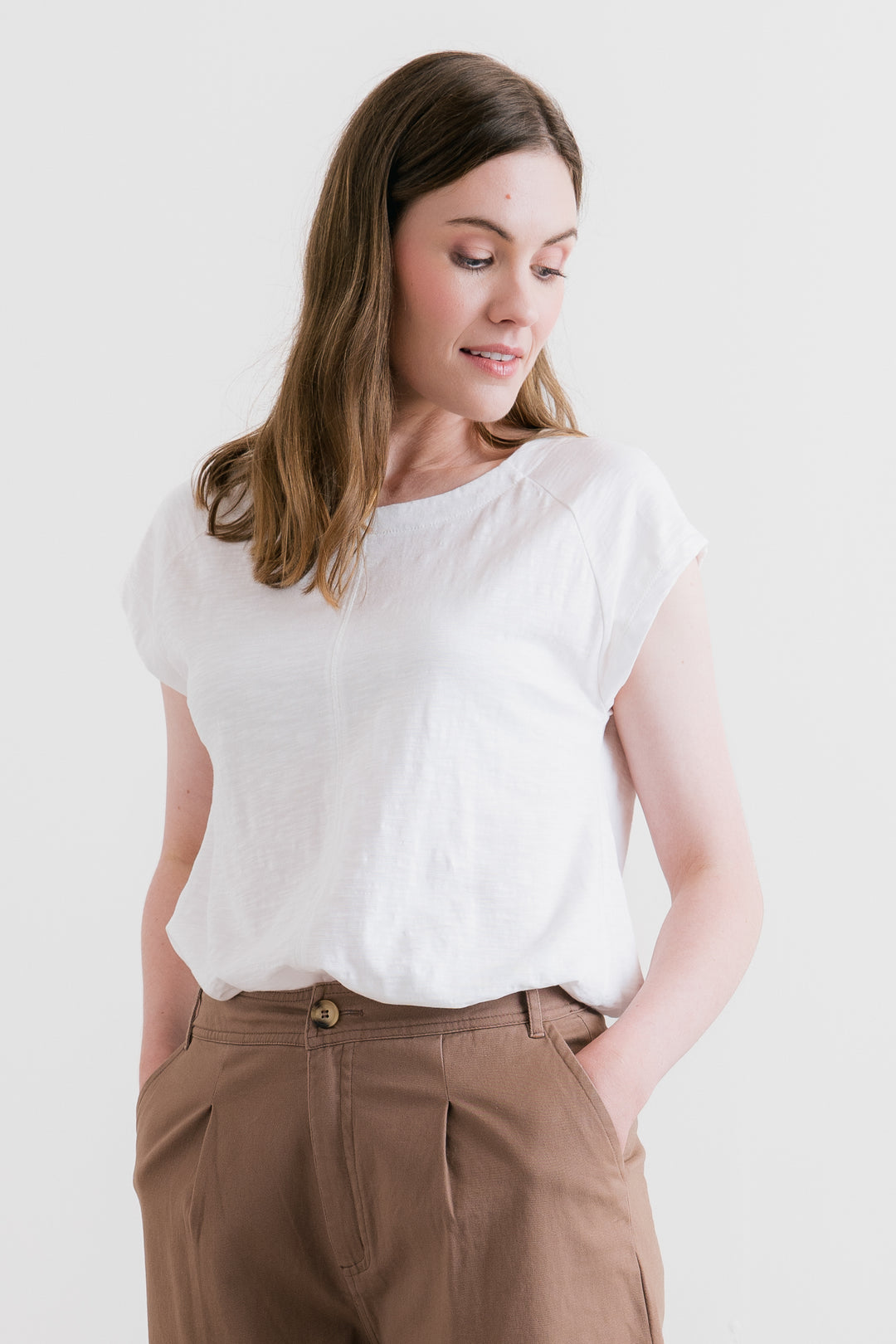 Lily &amp; Me LM26102 Tidal White T-Shirt Plain Organic Cotton Slub