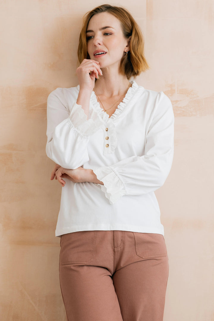 Lily &amp; Me LM26116 White April Broderie Blouse