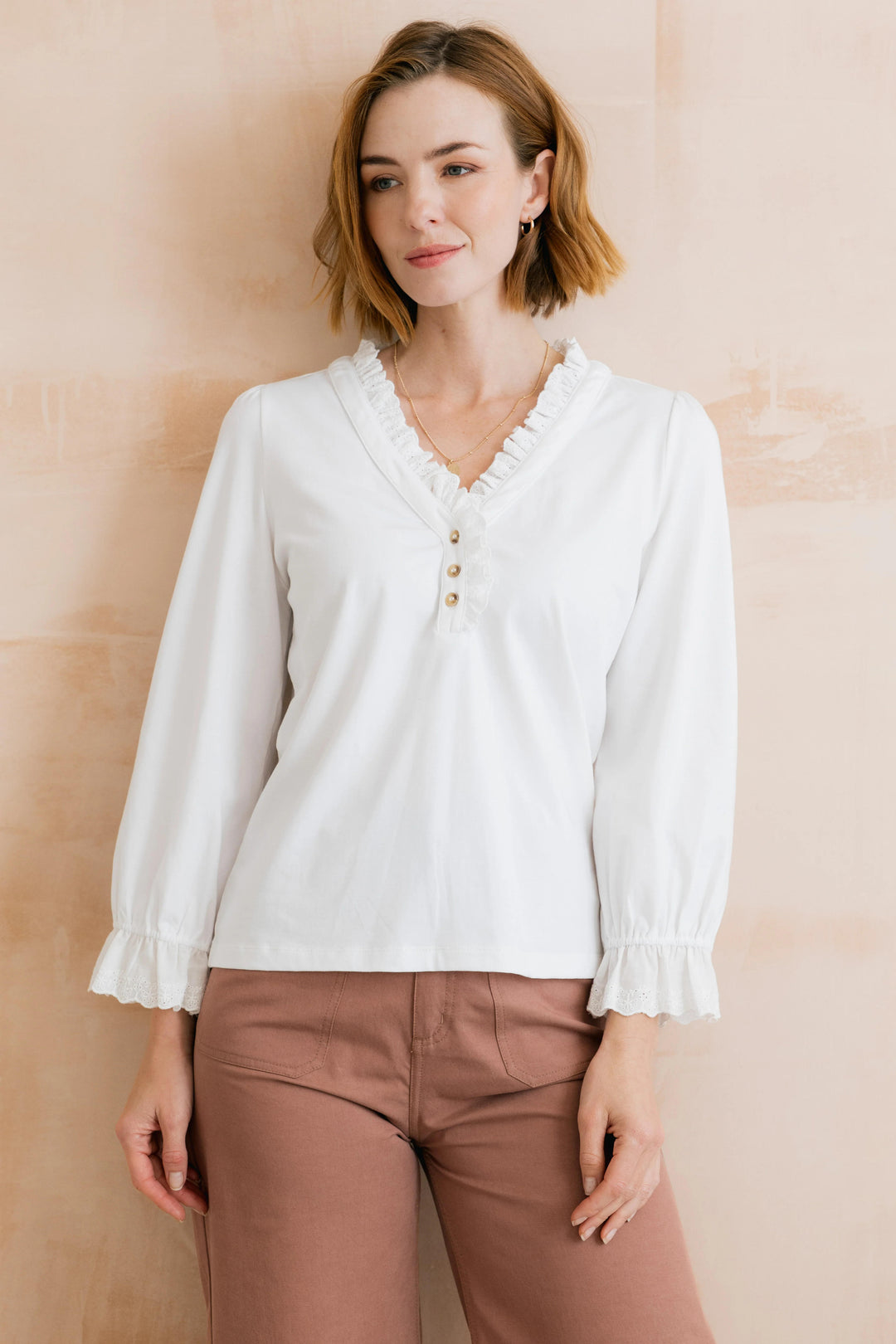 Lily &amp; Me LM26116 White April Broderie Blouse