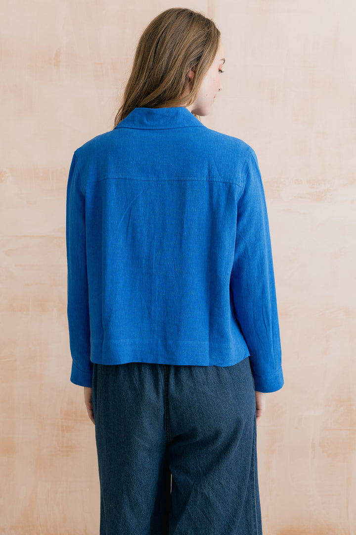Lily &amp; Me LM26121 Cobalt Linen Jacket at Shirley Allum