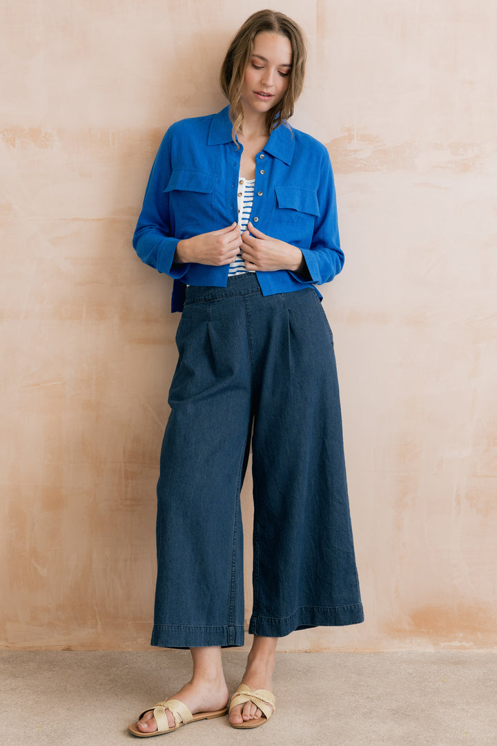 Lily &amp; Me LM26121 Cobalt Linen Jacket at Shirley Allum