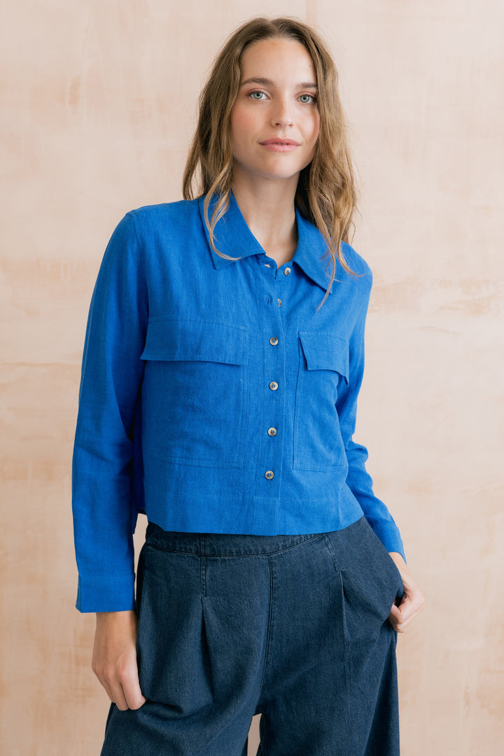 Lily &amp; Me LM26121 Cobalt Linen Jacket at Shirley Allum