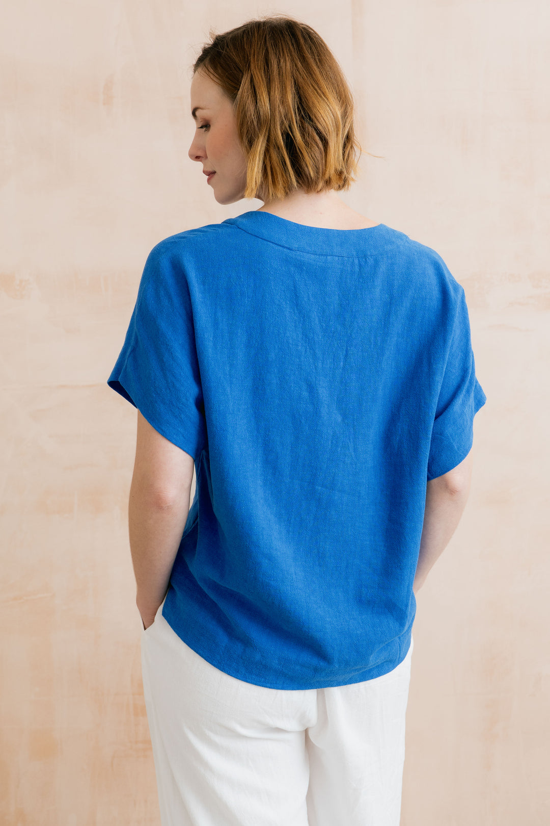 Lily &amp; Me LM26123 Cobalt Linen Top at Shirley Allum