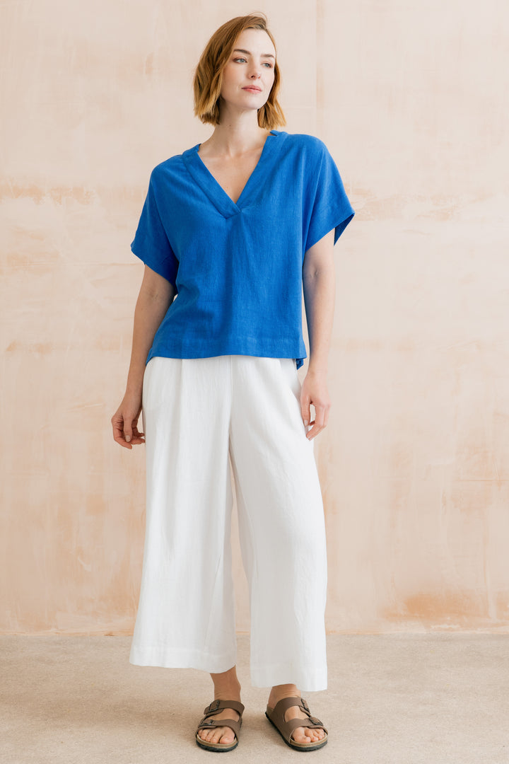 Lily &amp; Me LM26123 Cobalt Linen Top at Shirley Allum