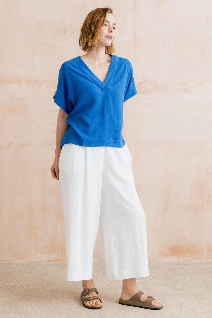 Lily &amp; Me LM26123 Cobalt Linen Top at Shirley Allum
