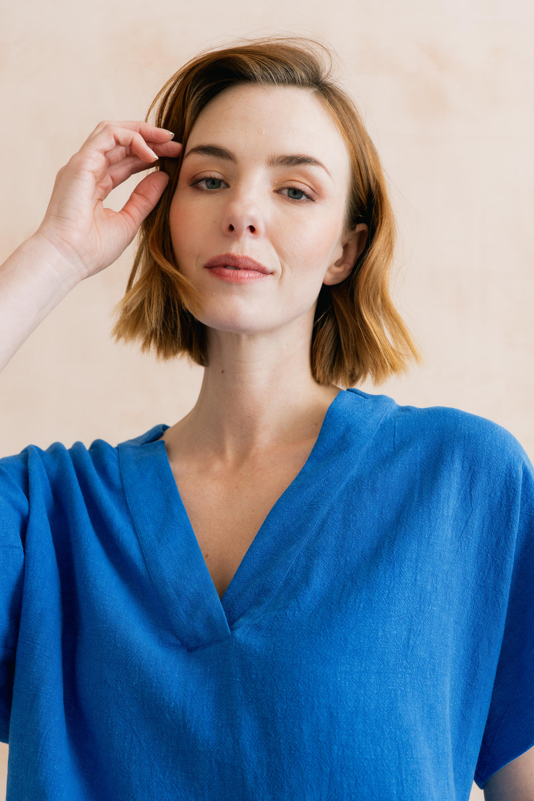 Lily &amp; Me LM26123 Cobalt Linen Top at Shirley Allum