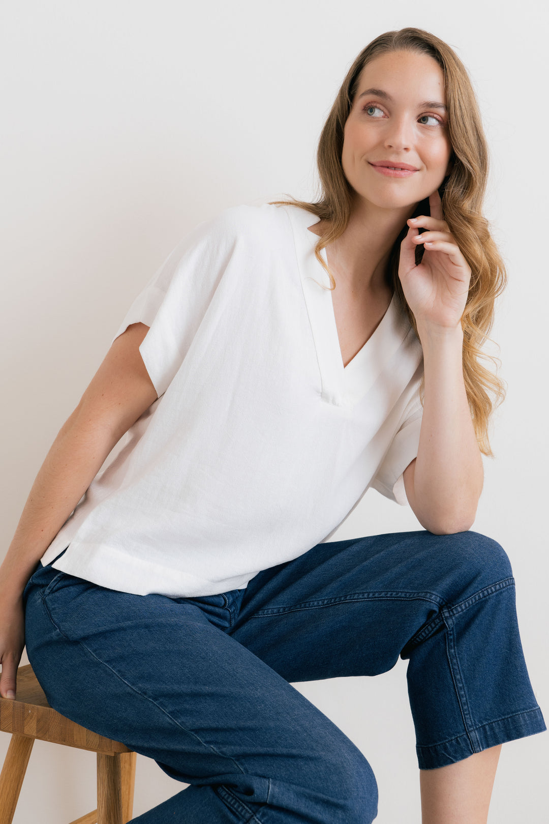 Lily &amp; Me LM26123 White Linen Top at Shirley Allum