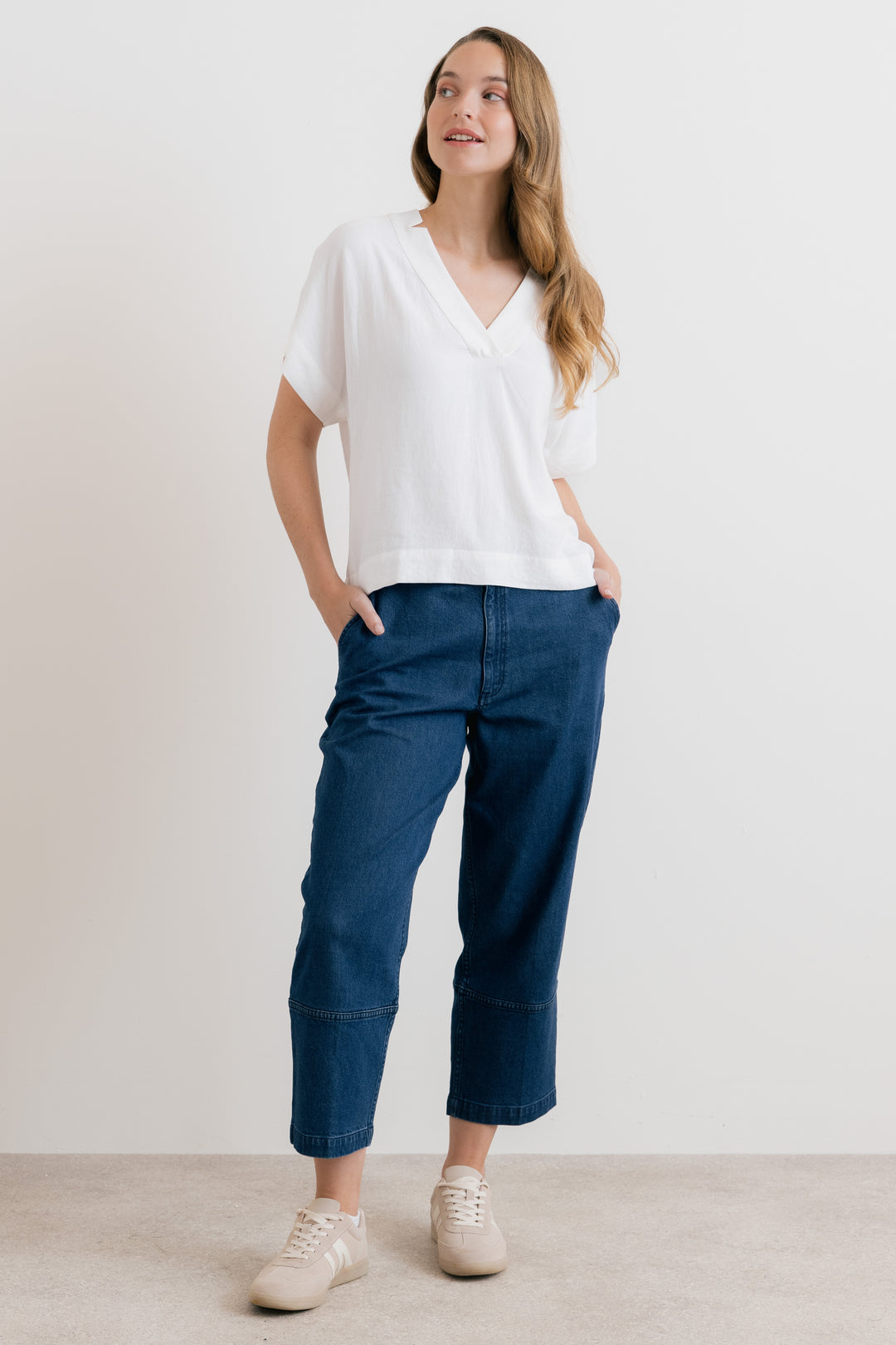 Lily &amp; Me LM26123 White Linen Top at Shirley Allum