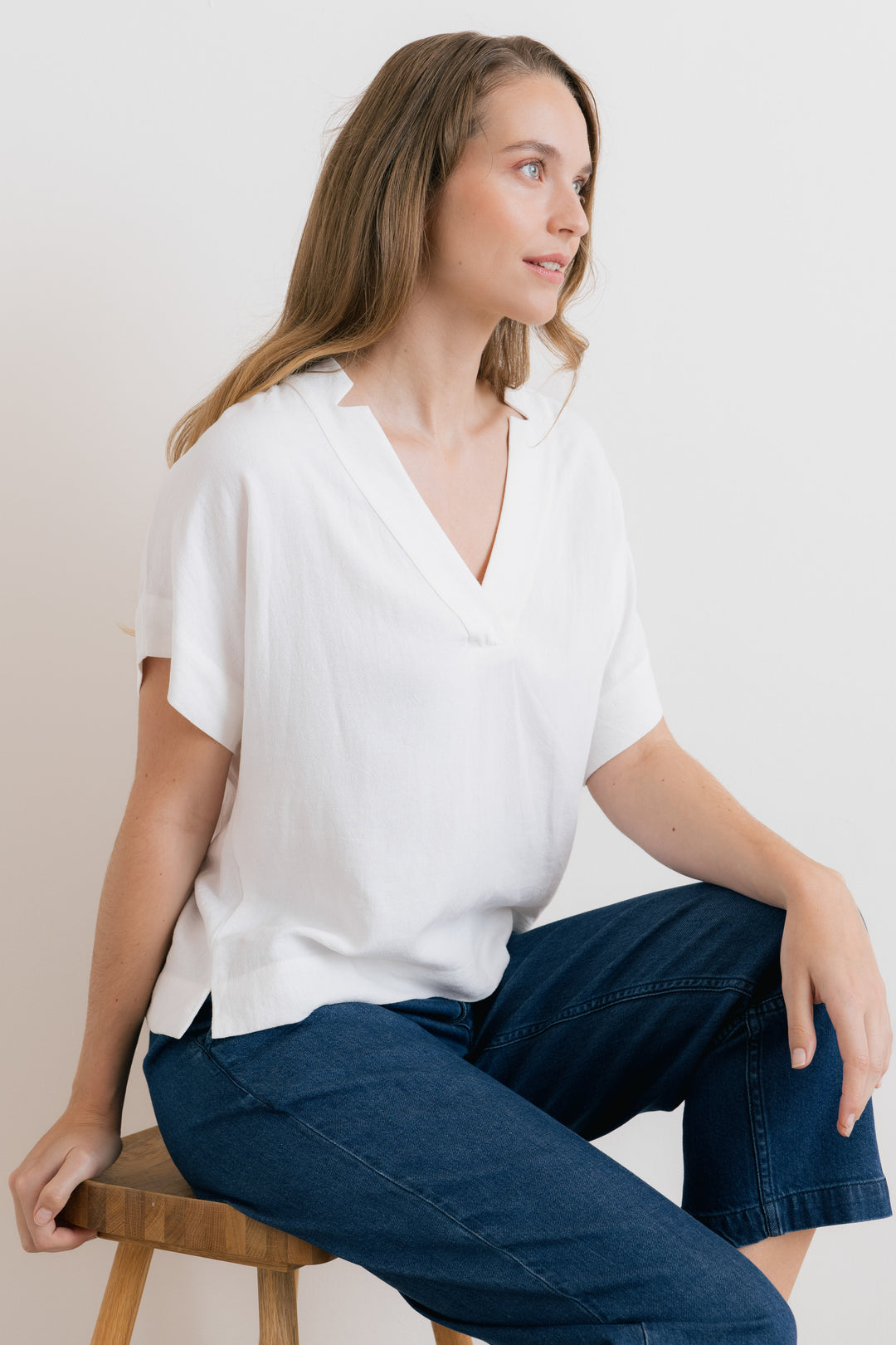 Lily &amp; Me LM26123 White Linen Top at Shirley Allum