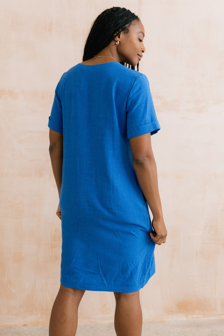Lily &amp; Me LM26126 Cobalt Linen Dress at Shirley Allum
