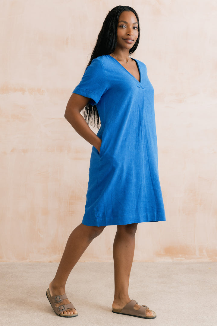 Lily &amp; Me LM26126 Cobalt Linen Dress at Shirley Allum