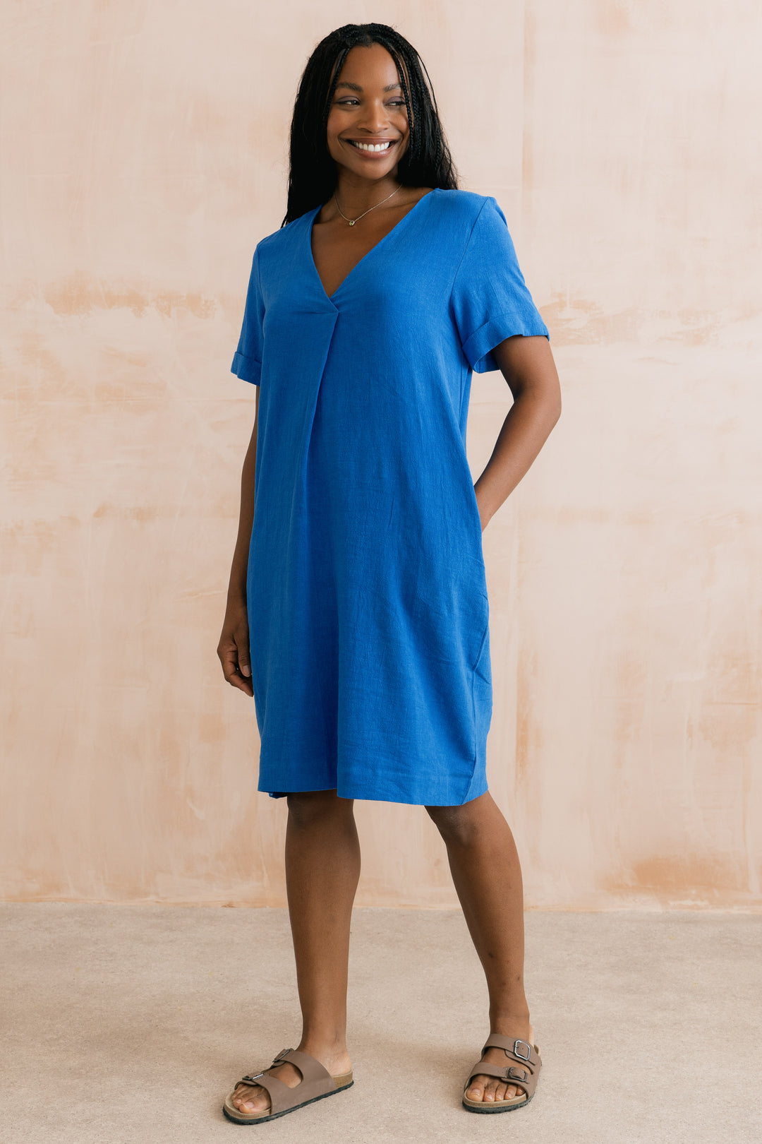 Lily &amp; Me LM26126 Cobalt Linen Dress at Shirley Allum