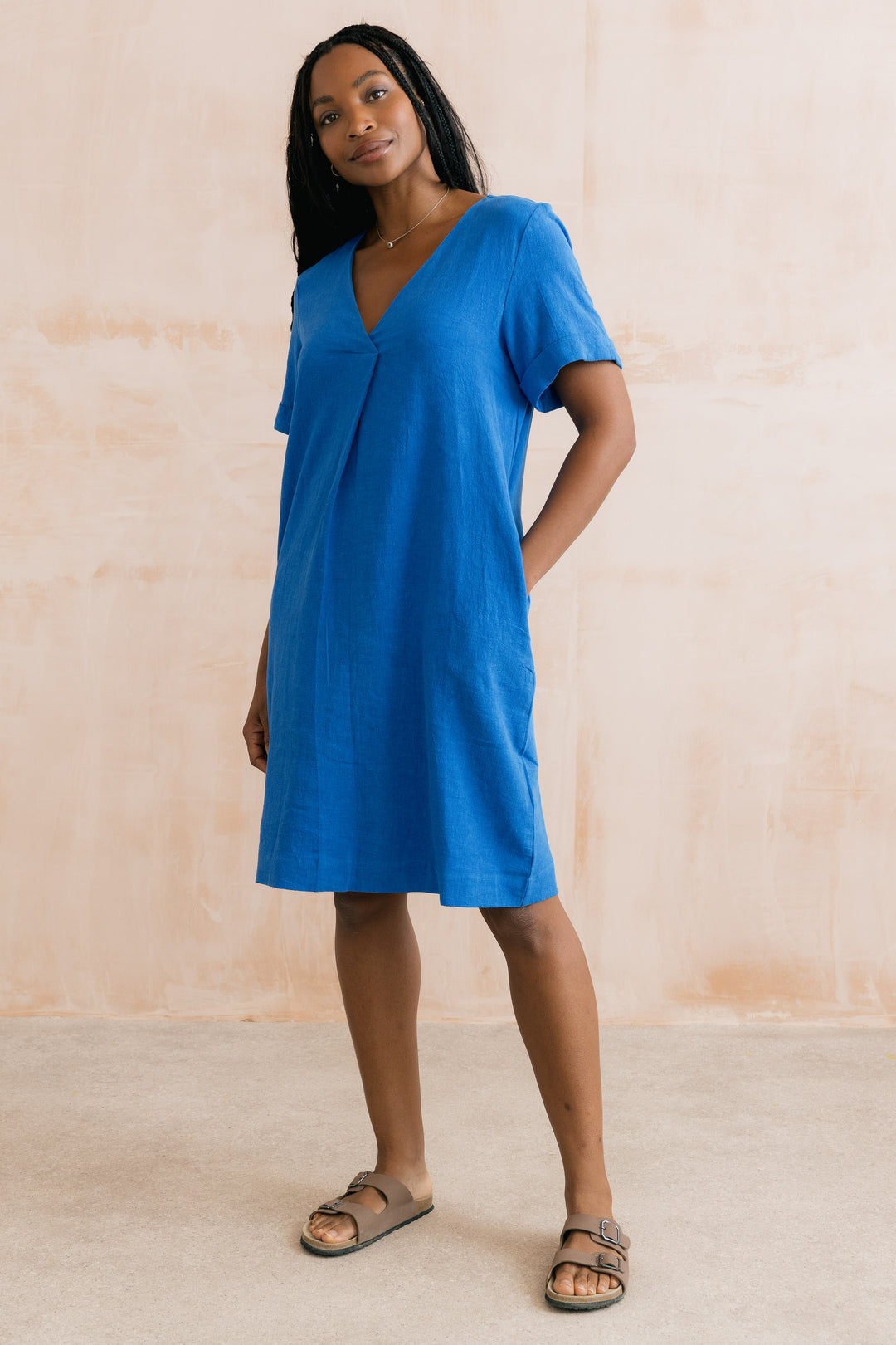 Lily &amp; Me LM26126 Cobalt Linen Dress at Shirley Allum